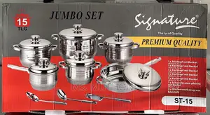 15 PCS Induction Base Stainless Steel Pots With Glass Lid