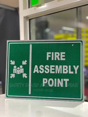 Green Assembly Point Fire Signs.