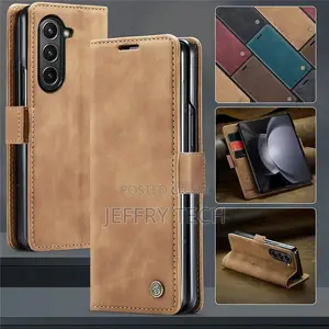 Samsung Galaxy Z Fold 5 Case Retro Slim Leather Magnetic Wal