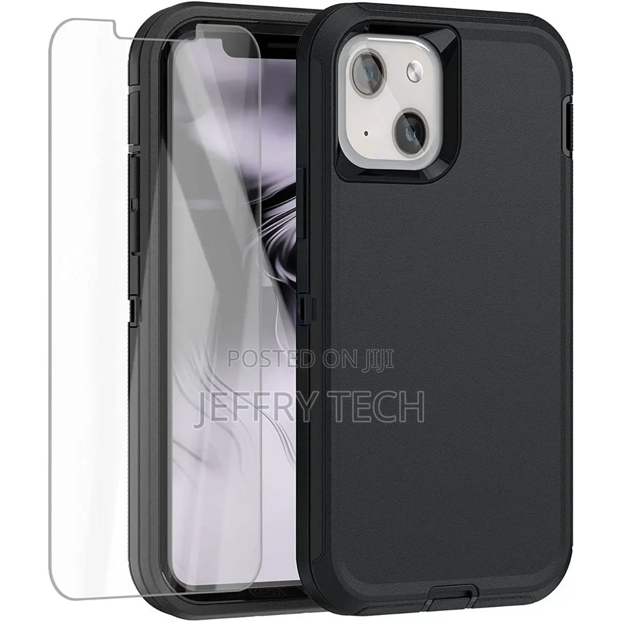 Black iPhone 13 Heavy Duty Military Defense Drop Proof Case