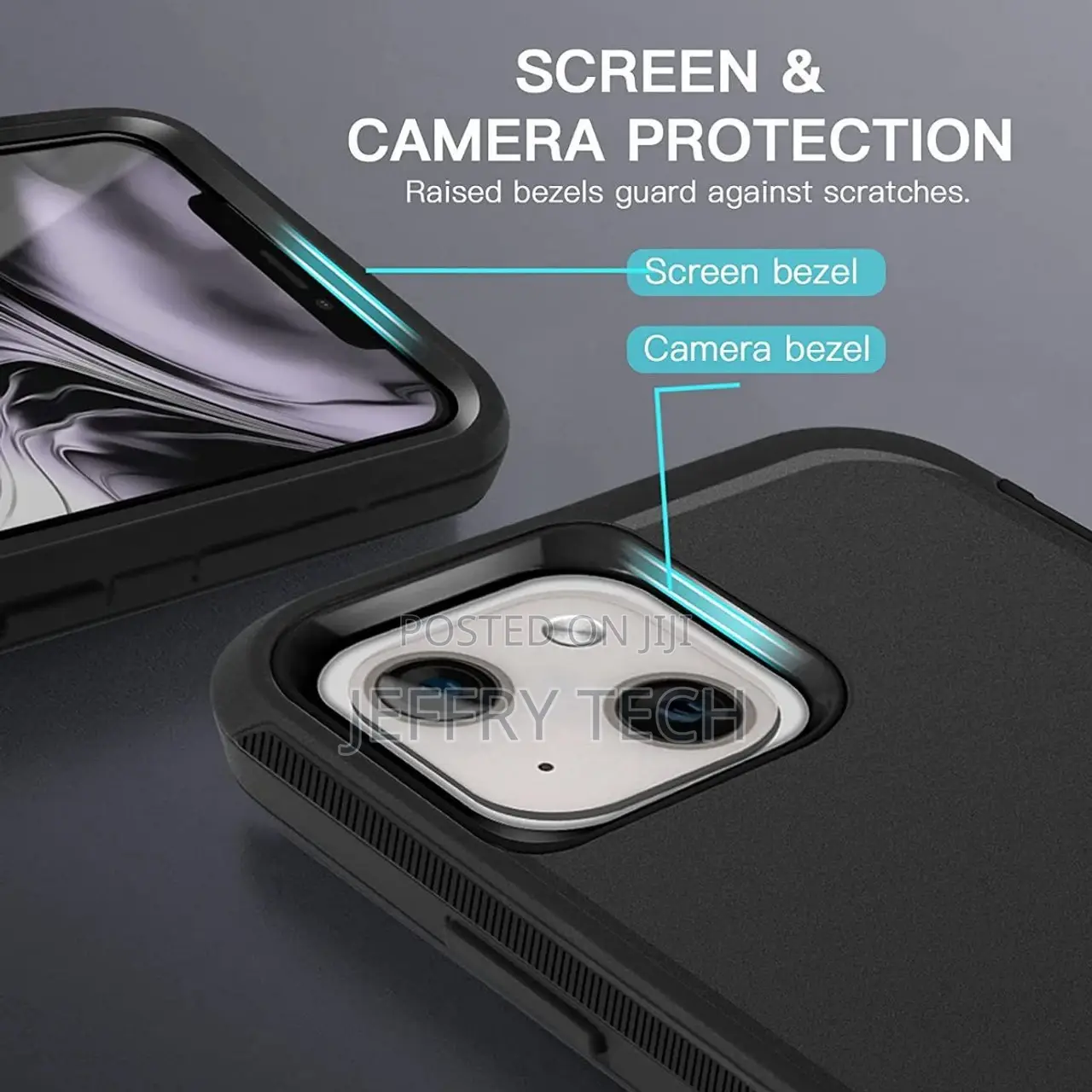 Black iPhone 13 Heavy Duty Military Defense Drop Proof Case