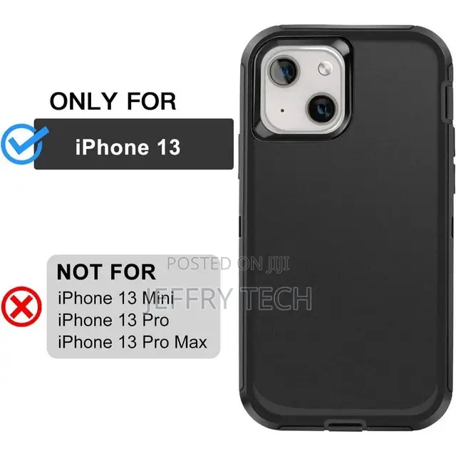 Black iPhone 13 Heavy Duty Military Defense Drop Proof Case