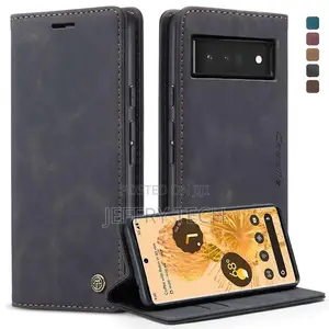 Magnetic Caseme Pu Case, Black for Your Google Pixel 6 A