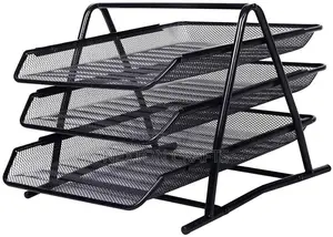 3 Tier Metal Mesh File Rack Document Holder