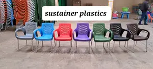 Assorted Colours Plastic Chairs With Metallic Legs