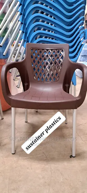 Brown Plastic Chairs With Metal Tubing Legs