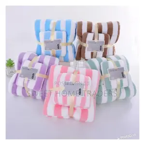 3in1 Wide Stripe Coral Velvet Microfibertowel With a Gift