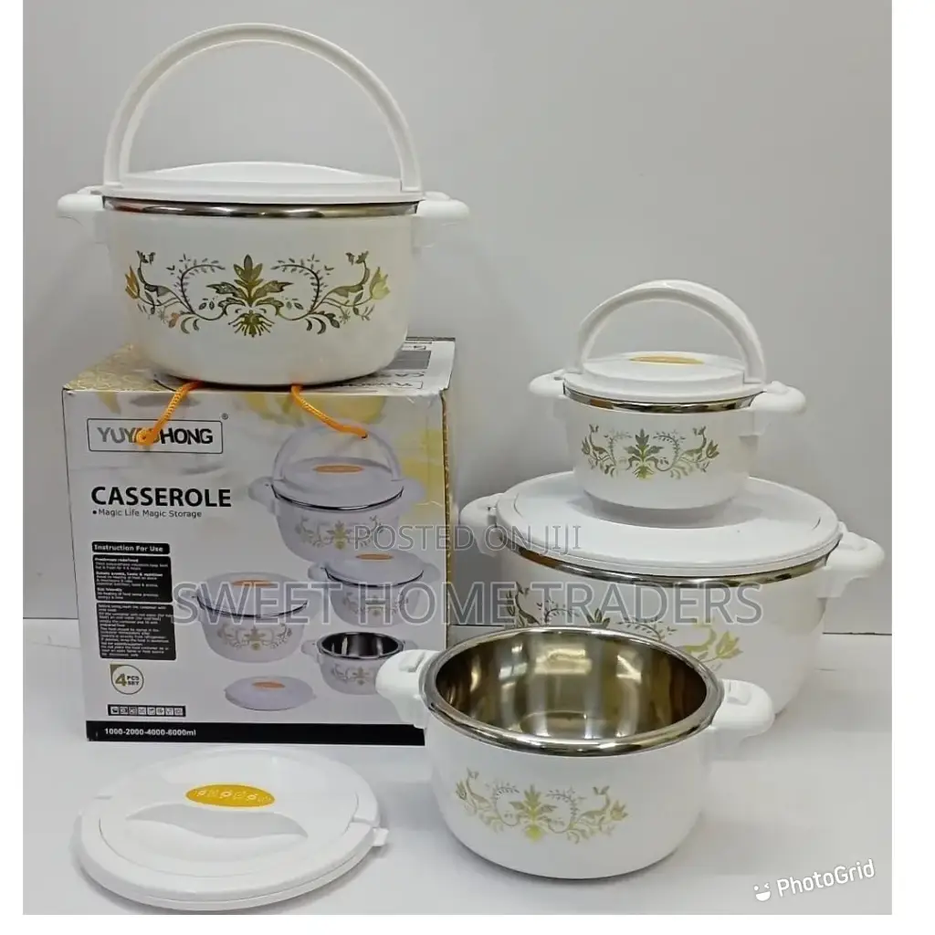 4 PCS White Casserole Hotpots Set