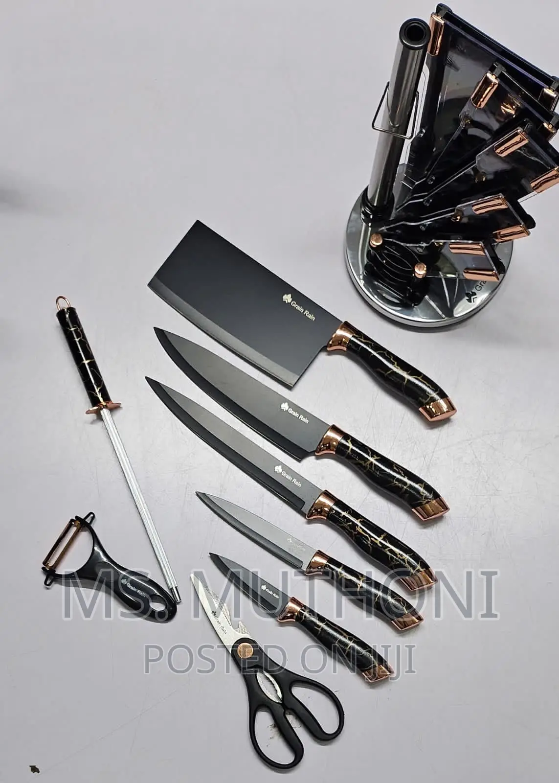 High Quality Marble Profile Heavy Stainless Steel 9pc Knif