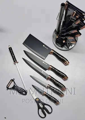 High Quality Marble Profile Heavy Stainless Steel 9pc Knif