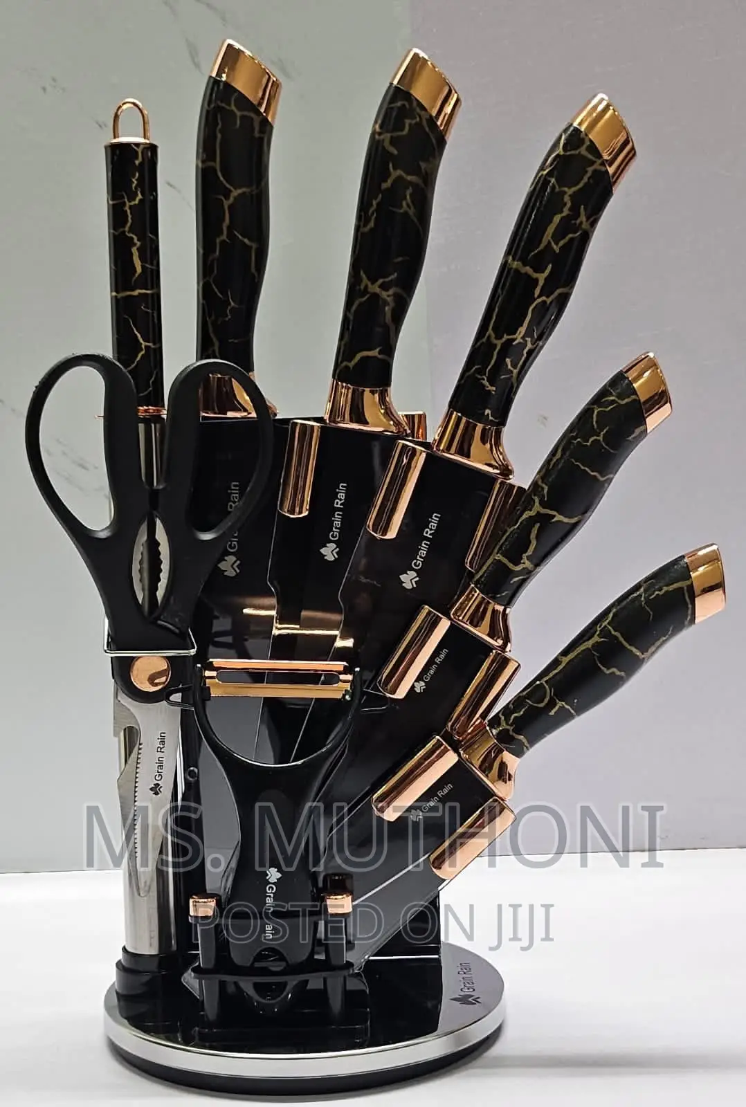 High Quality Marble Profile Heavy Stainless Steel 9pc Knif