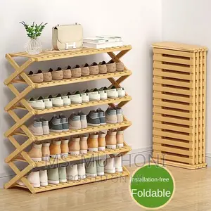Bamboo Foldable 6-Layer Wooden Rack
