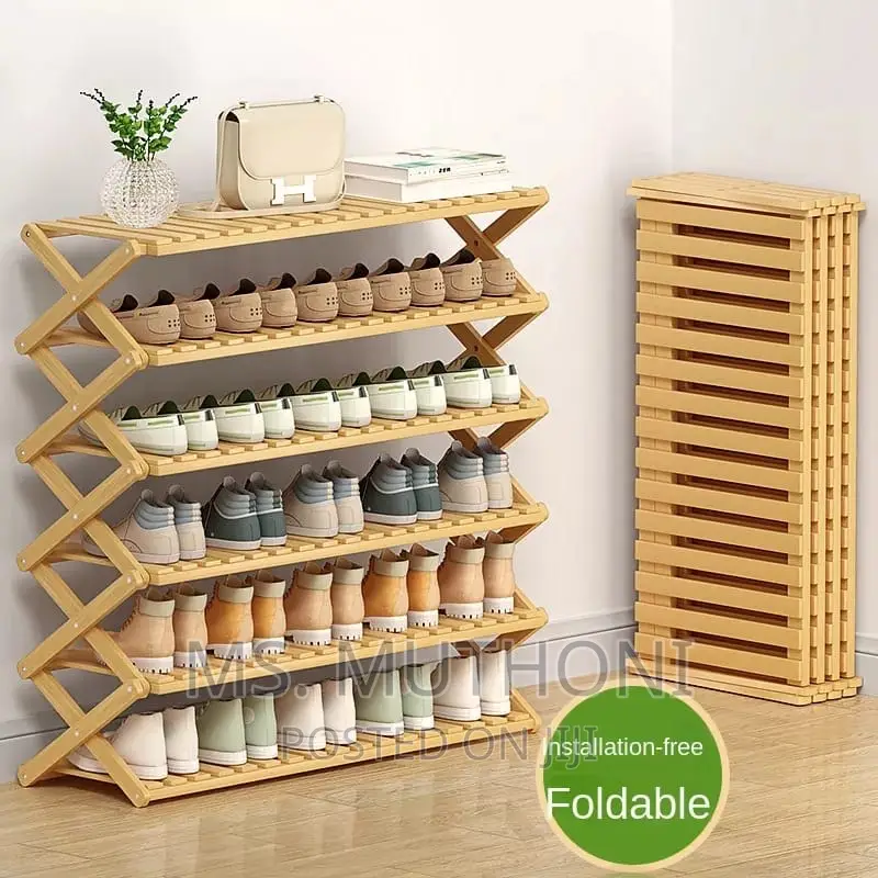 Bamboo Foldable 6-Layer Wooden Rack