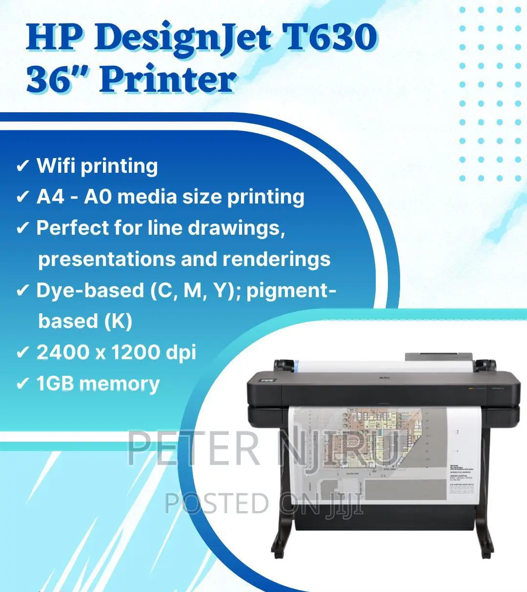 Hp Designjet T630 36" A1 Colour Large Format Printer