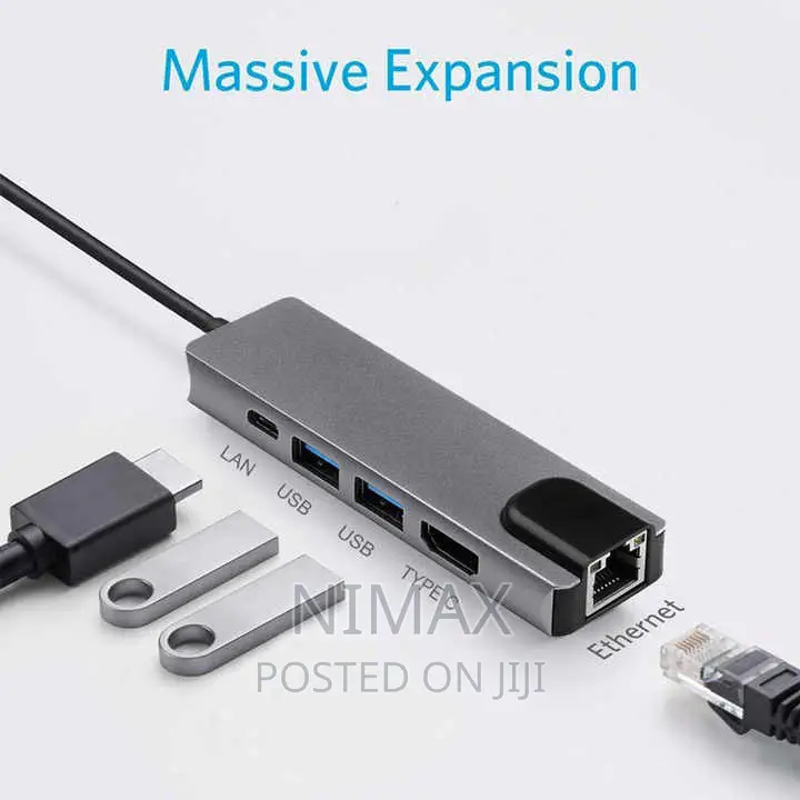 Type C to HDTV 5 in 1 Lan+Type-C+USB 3.0 Adapter Usb Hub