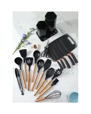 19 PCS Silicone Spoon Set With Knives/Cutting Board