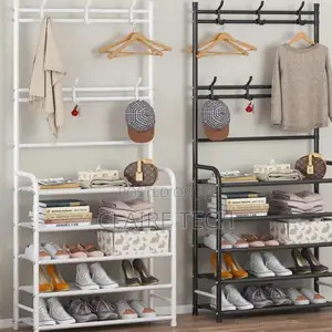 White/Black Shoe Rack With Hanger