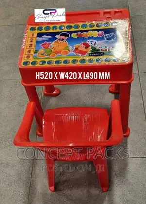 Children Plastic Study Desk With Chair.