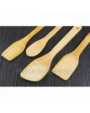 Bamboo Wooden Cooking/Serving Spoon Set 4 PCS + 1 Holder-