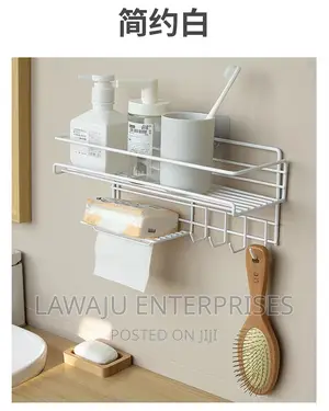 White Bathroom Organizer With Hooks