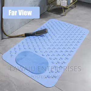 Blue Bathroom Anti Slip Mat With Feet Pumice