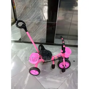 Kids Pink Tricycle With Push Handle