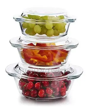 Signature Glass Casserole Set With Lids - Set of 3pcs