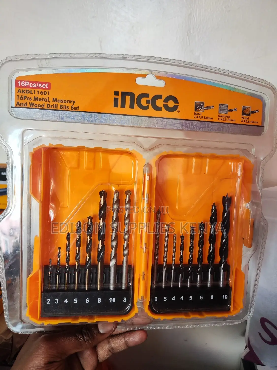 Ingco Drill Bits 16pcs Metal, Masonry, Wood Drill Bits