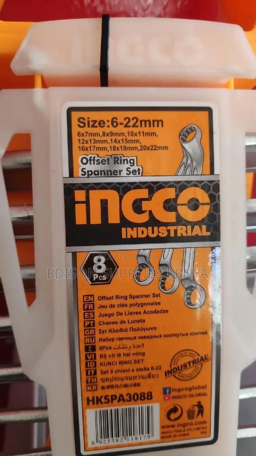 Spanner Set Offset Ring 8 PCS 6-22mm Ingco