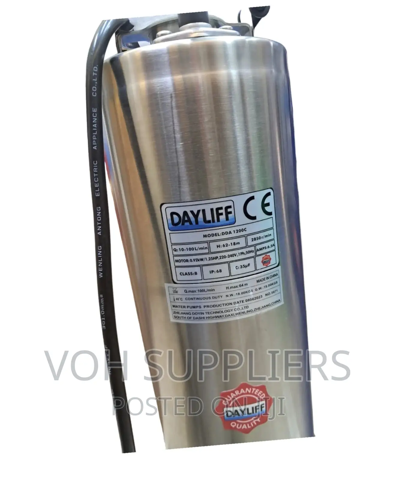Dayliff Model DDA 1200C Submersible Well Pump