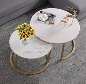 Wooden Marble Top Pattern Coffee Table