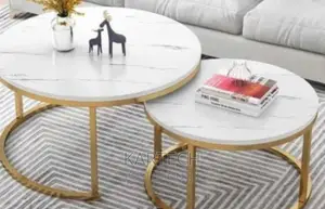 White Nesting Coffee Table Marble Effect