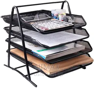 4 Tier Metal Mesh Desk Organizer File Rack Letter Tray A4 Pa