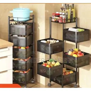 Square Rotating Multifunction Storage Rack With Wheels.