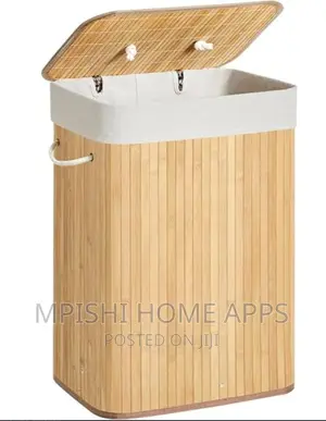 100L Bamboo Laundry Basket With Flip Lid -