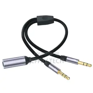 Headphone Adapter Cable Dual 3.5mm Male Microphone Audio To