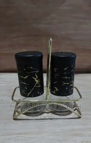 2pcs Marble Profile Glass Salt Shaker Plus Stand