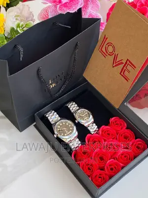 Love Forever Silver Couple Watches Gift Box