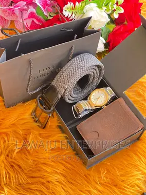 Grey Wooven Belt Gift Package