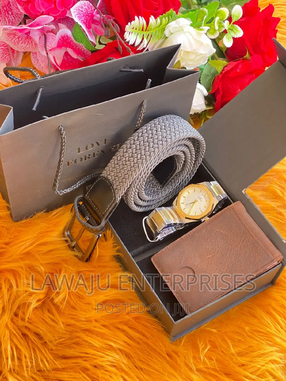 Grey Wooven Belt Gift Package
