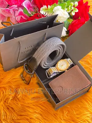 Grey Wooven Belt Gift Package