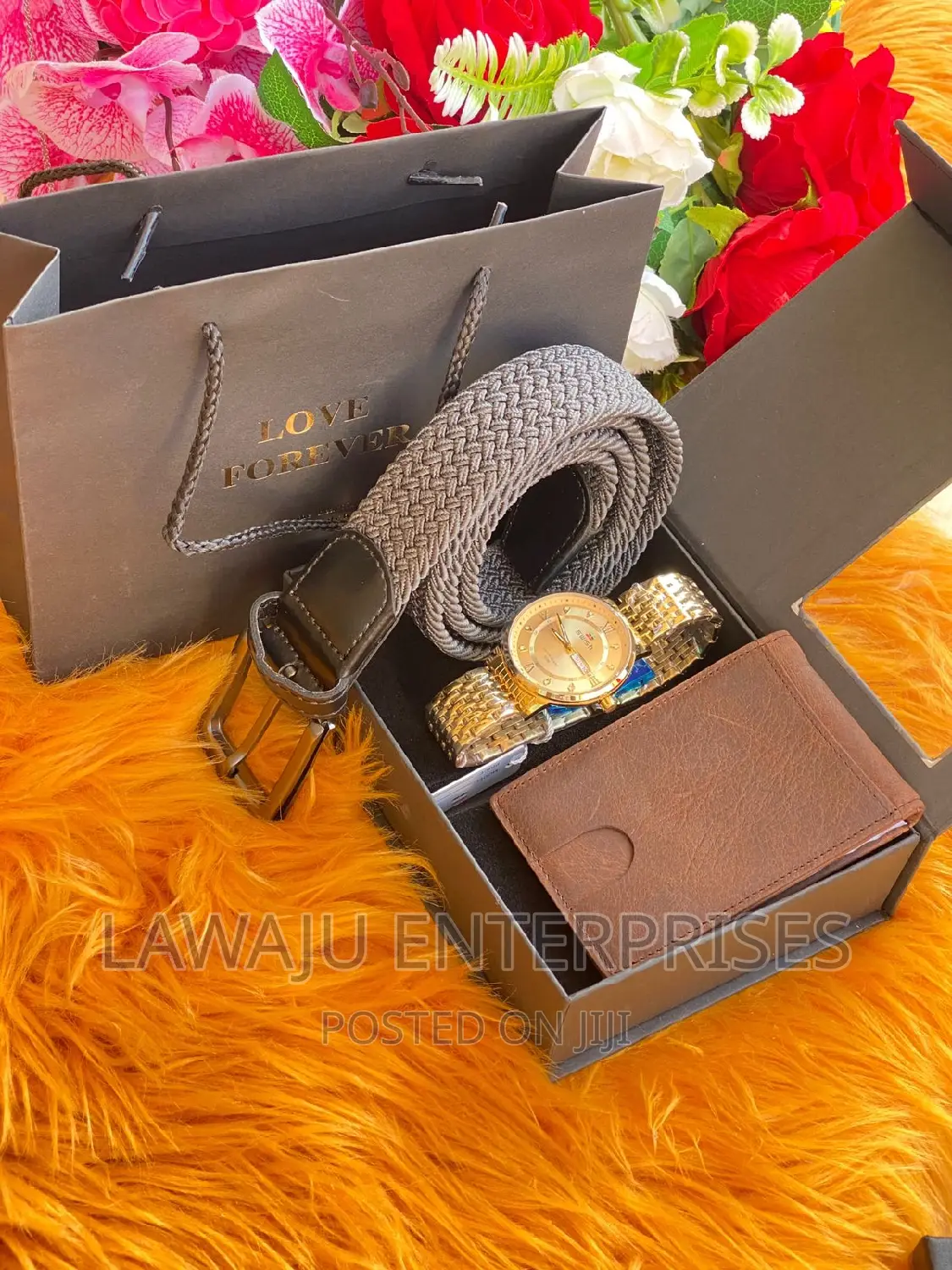 Grey Wooven Belt Gift Package
