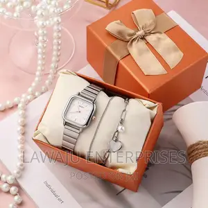 Silver Watch Ladies Combo Set