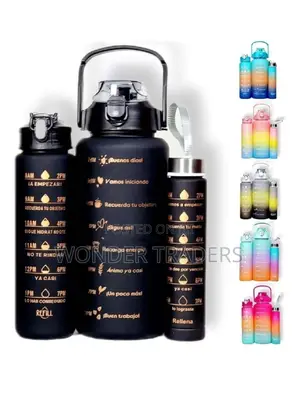 Black Themed Motivational Water Bottle 3 Set