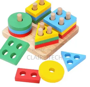 Geometric 4 Column Set Wooden Tray 
