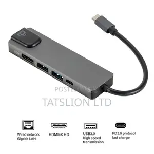 Type C 5 in 1 With USB 3.0,Hdmi,Pd Ethernet Ports Adapter