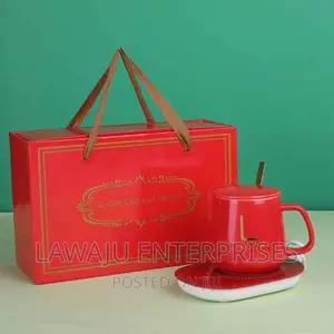 Red Ceramic Mug With Heater Gift Set