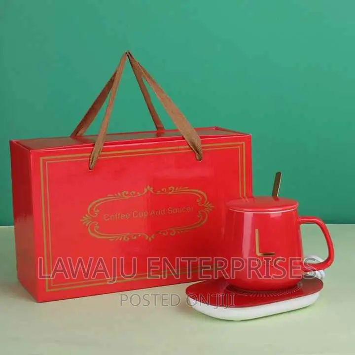 Red Ceramic Mug With Heater Gift Set