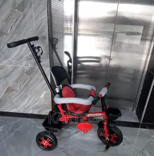 Stylish Tricycle With Protective Side Bar, Push Handle