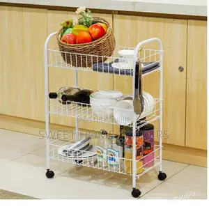 AUXILIARY TROLLEY With Wheels and Metal Mesh Trays
